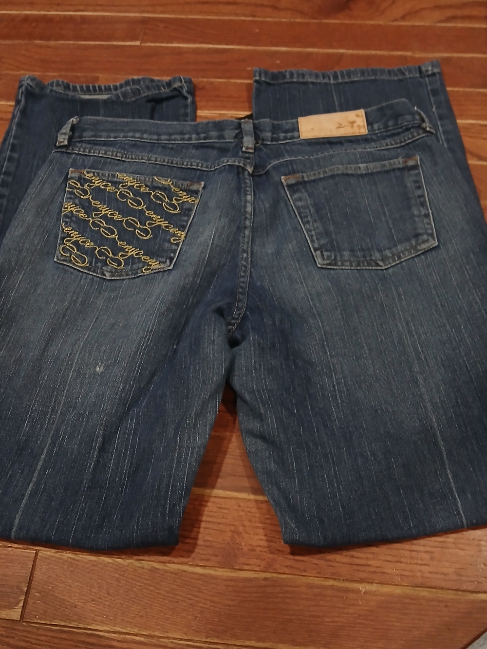 Enyce Y2K Straight Leg Denim Jeans Sz 13 Gold  Details Classic Med Wash